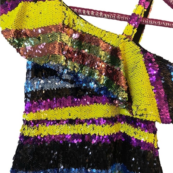 Rare editions Colorful Layered Sequin Cocktail Dress - Picture 8 of 16